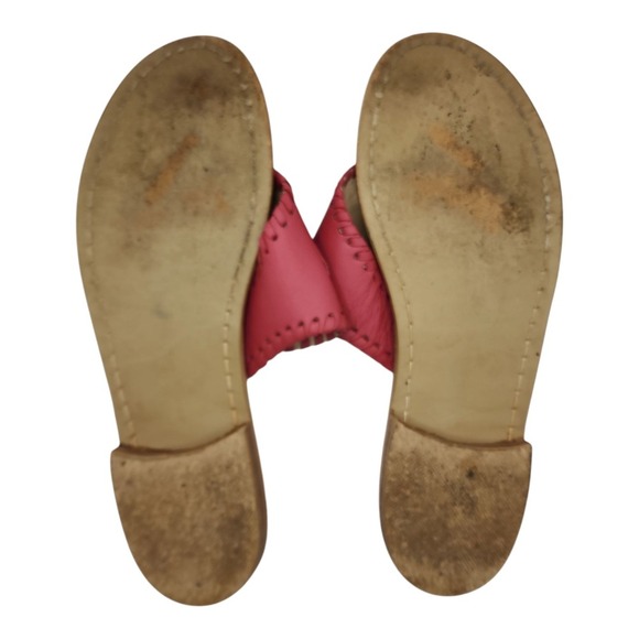 Jack Rogers Sandals Womens 8M Pink Leather Rainbow Heart Thong Flats Used - Picture 5 of 7